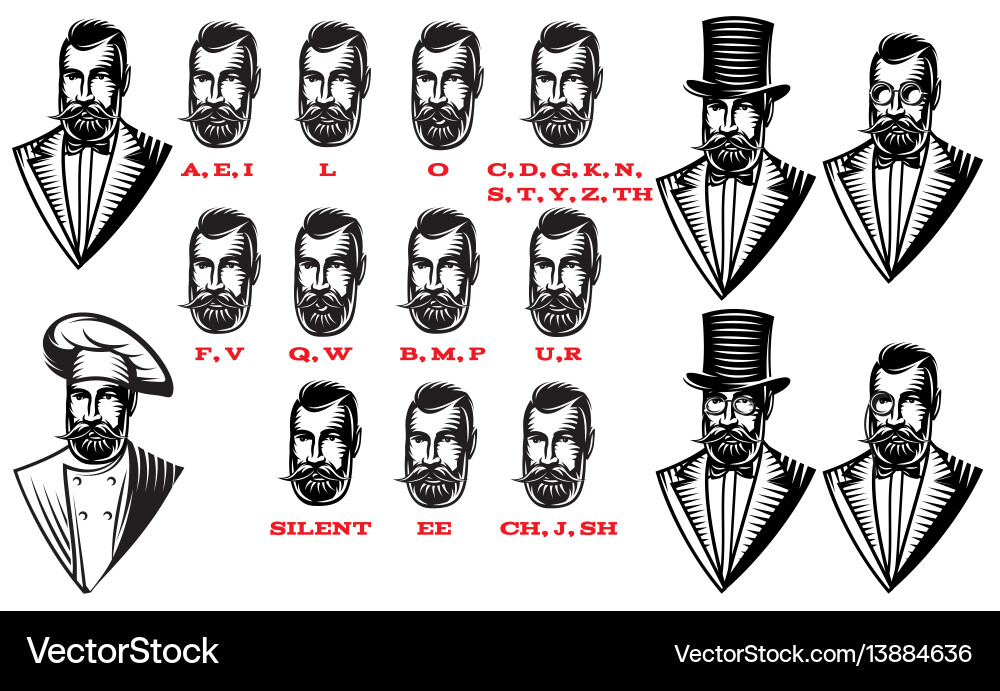 Set for man characters speaks animation vector image