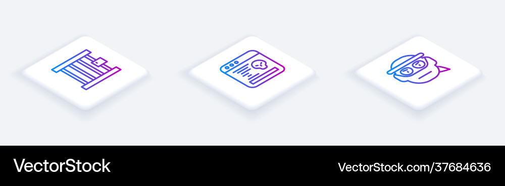 Set isometric line prison window system bug Set isometric line prison window system bug vector image