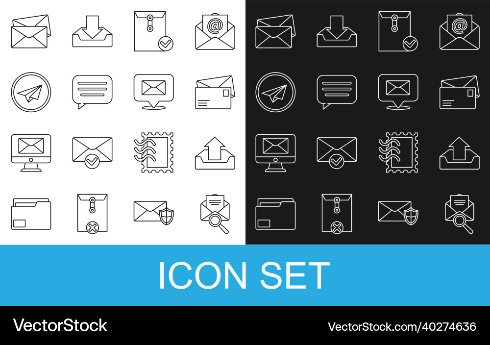 Set line envelope with magnifying glass upload Set line envelope with magnifying glass upload vector image