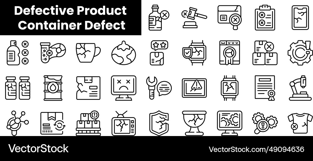 Set of outline defective product container defect Vector Image