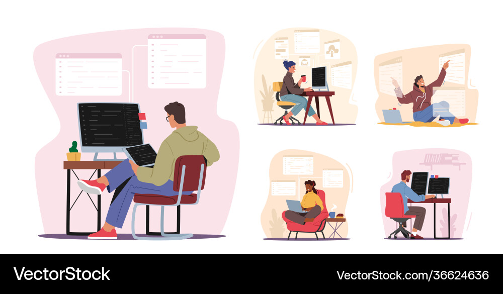 Set programmers working concept designer Set programmers working concept designer vector image