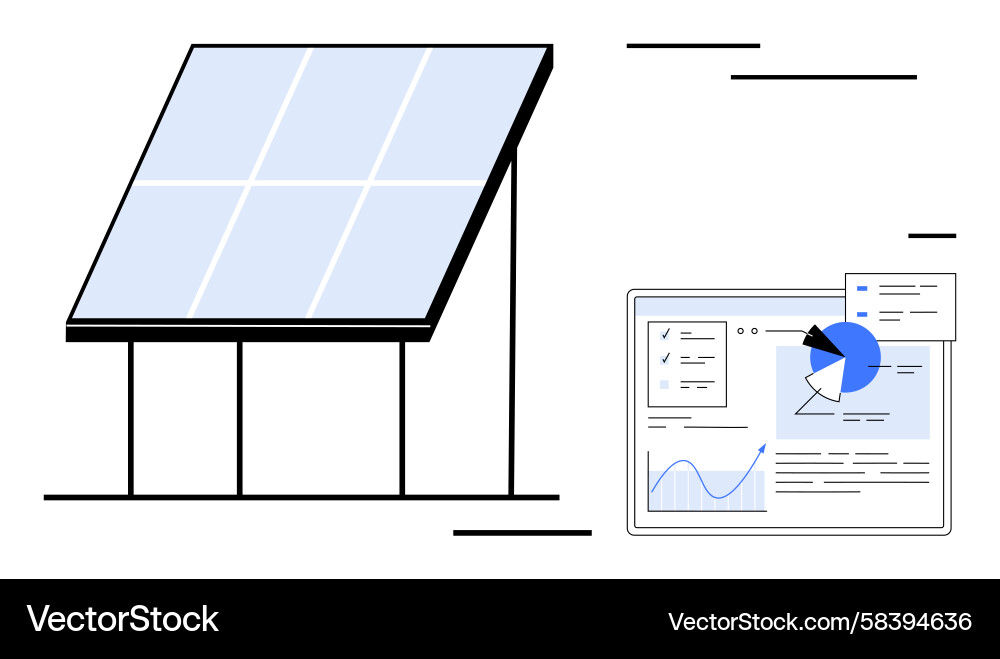 Solar Panel Data Monitoring System Vector Image
