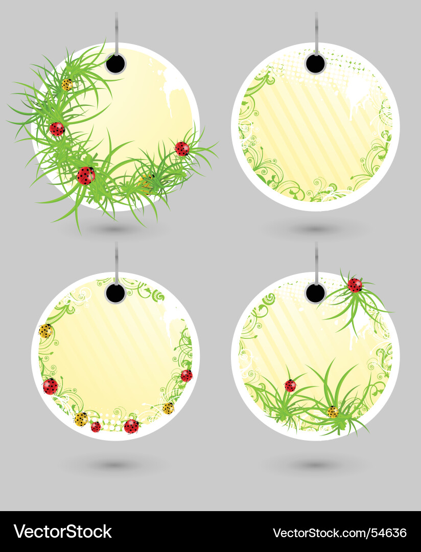 Spring Ladybug Labels Vector Image