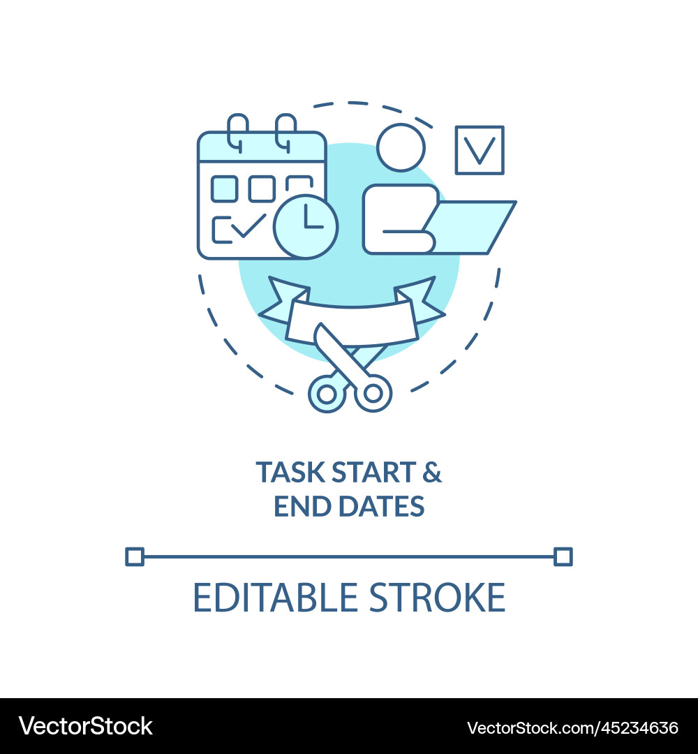 Task start and end dates turquoise concept icon Task start and end dates turquoise concept icon vector image