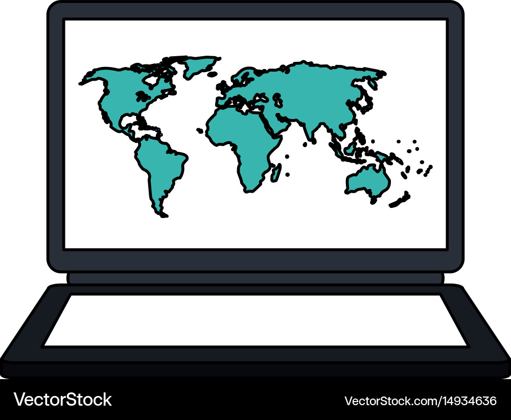 White background with laptop computer vector image