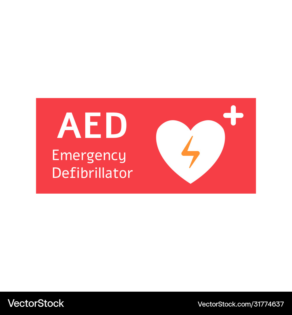 Automated external defibrillator red banner vector image