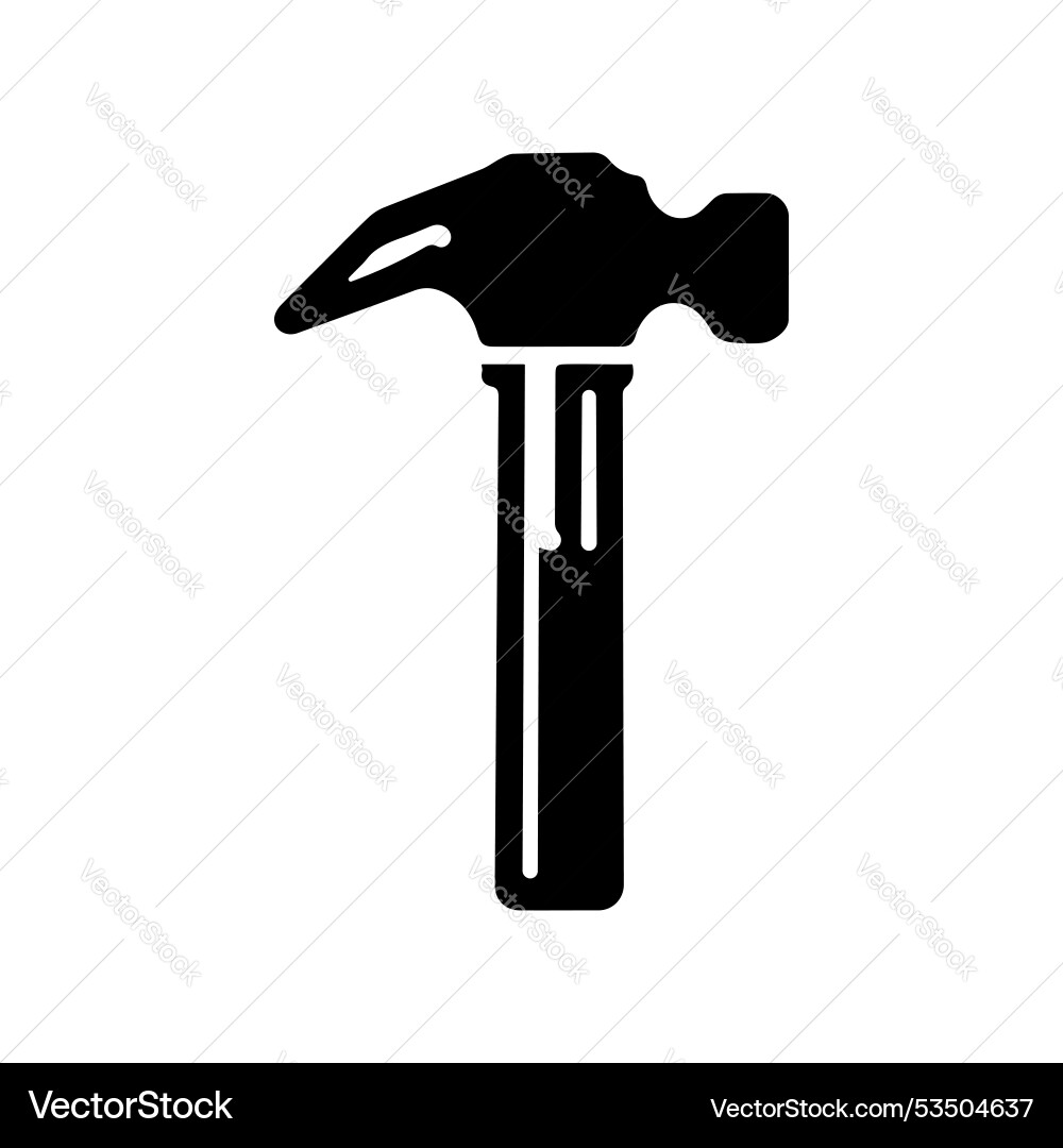 Black Silhouette Of Hammer On White Background Vector Image