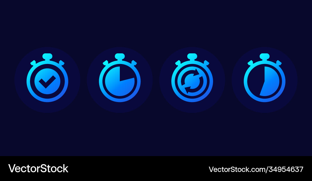 Clock & Timer Icons - Stopwatch & Countdown vector image