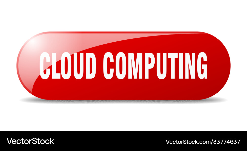 Cloud computing button sticker banner rounded Vector Image