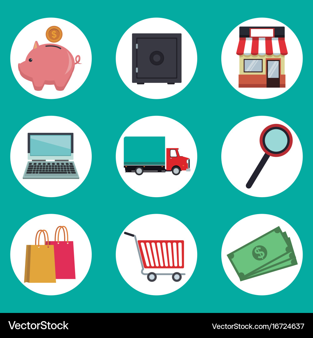 Color background of circular frame icons elements vector image