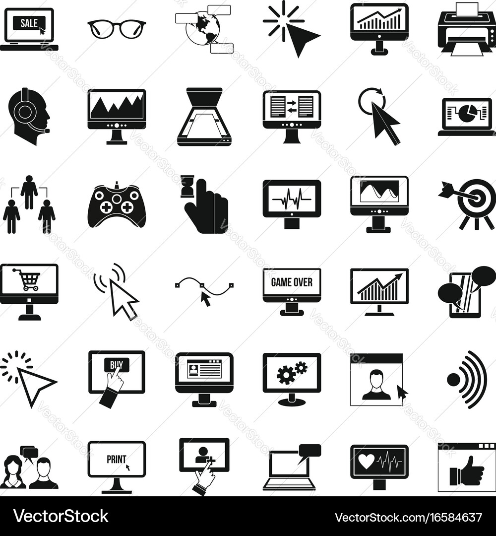 Computer network icons set simple style vector image