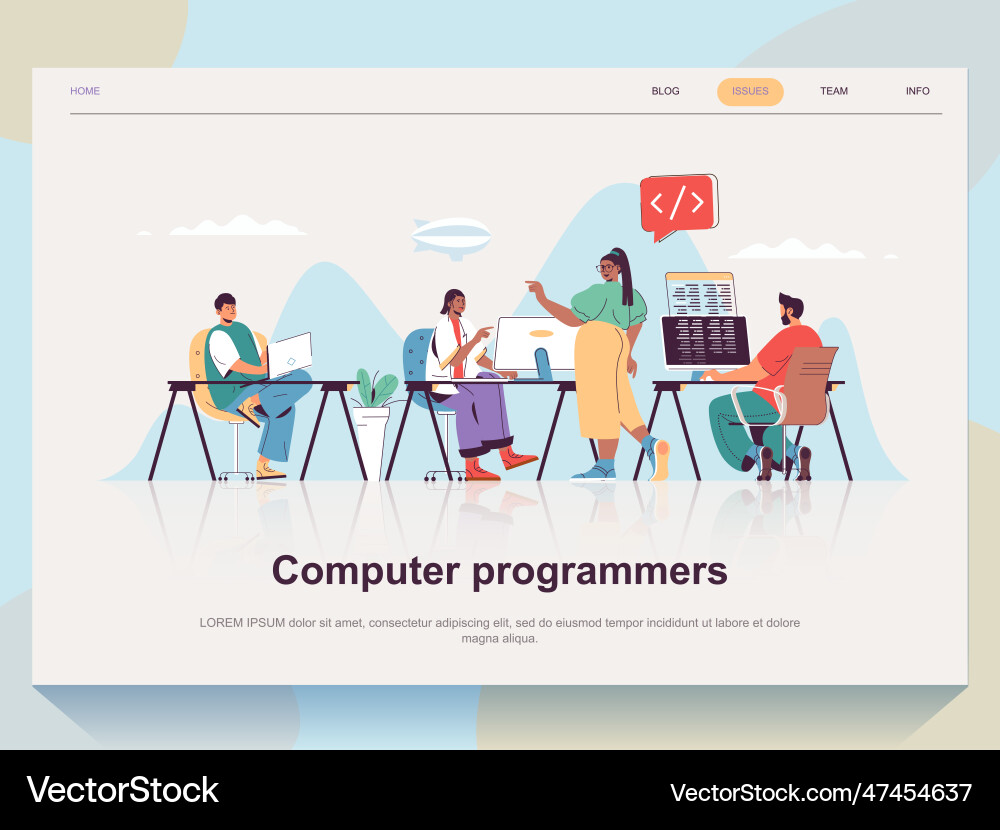 Computer programmers web concept for landing page Computer programmers web concept for landing page vector image