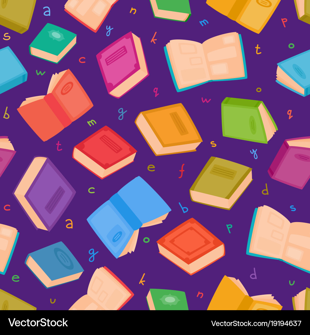 Different books seamless pattern vector image