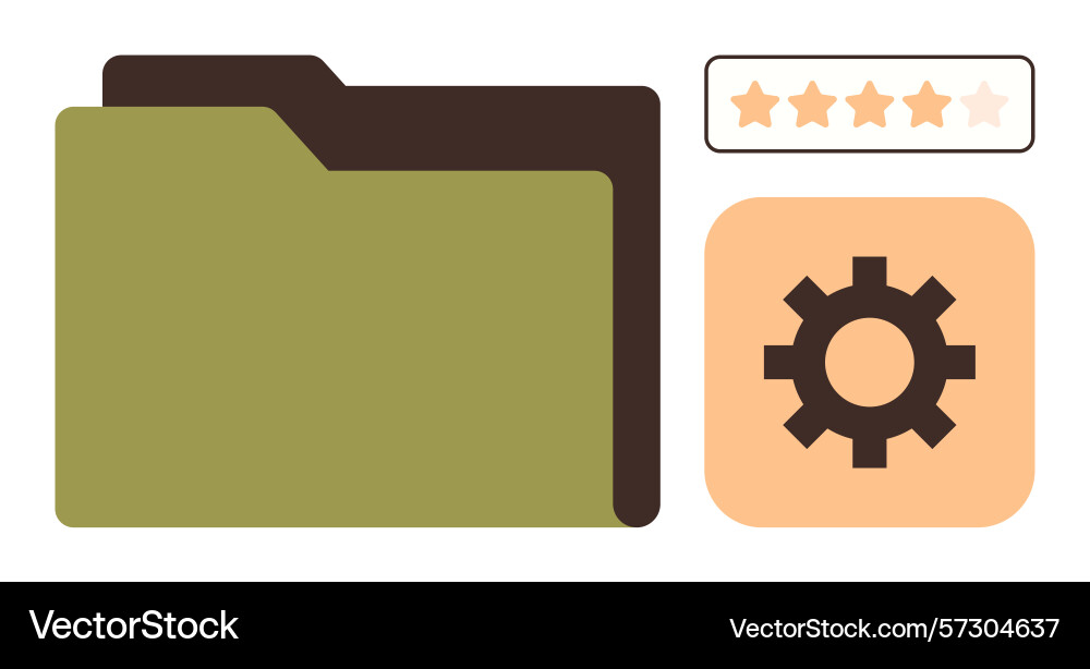 File folder with settings icon and star rating vector image