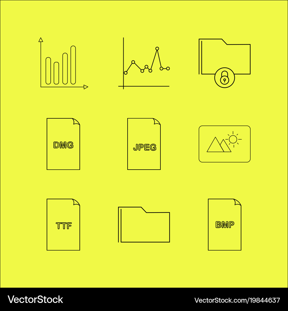 Files and folders linear icon set simple outline Vector Image
