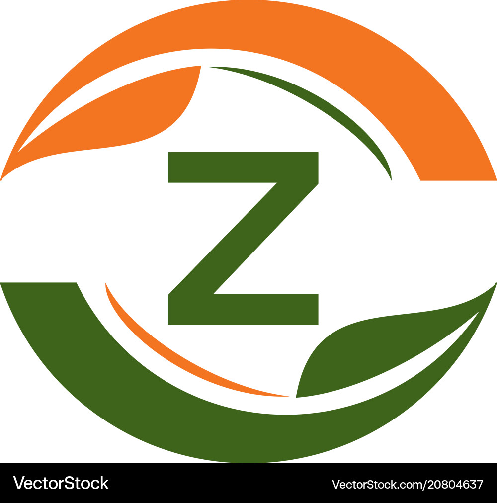 Green project solution center initial z Green project solution center initial z vector image