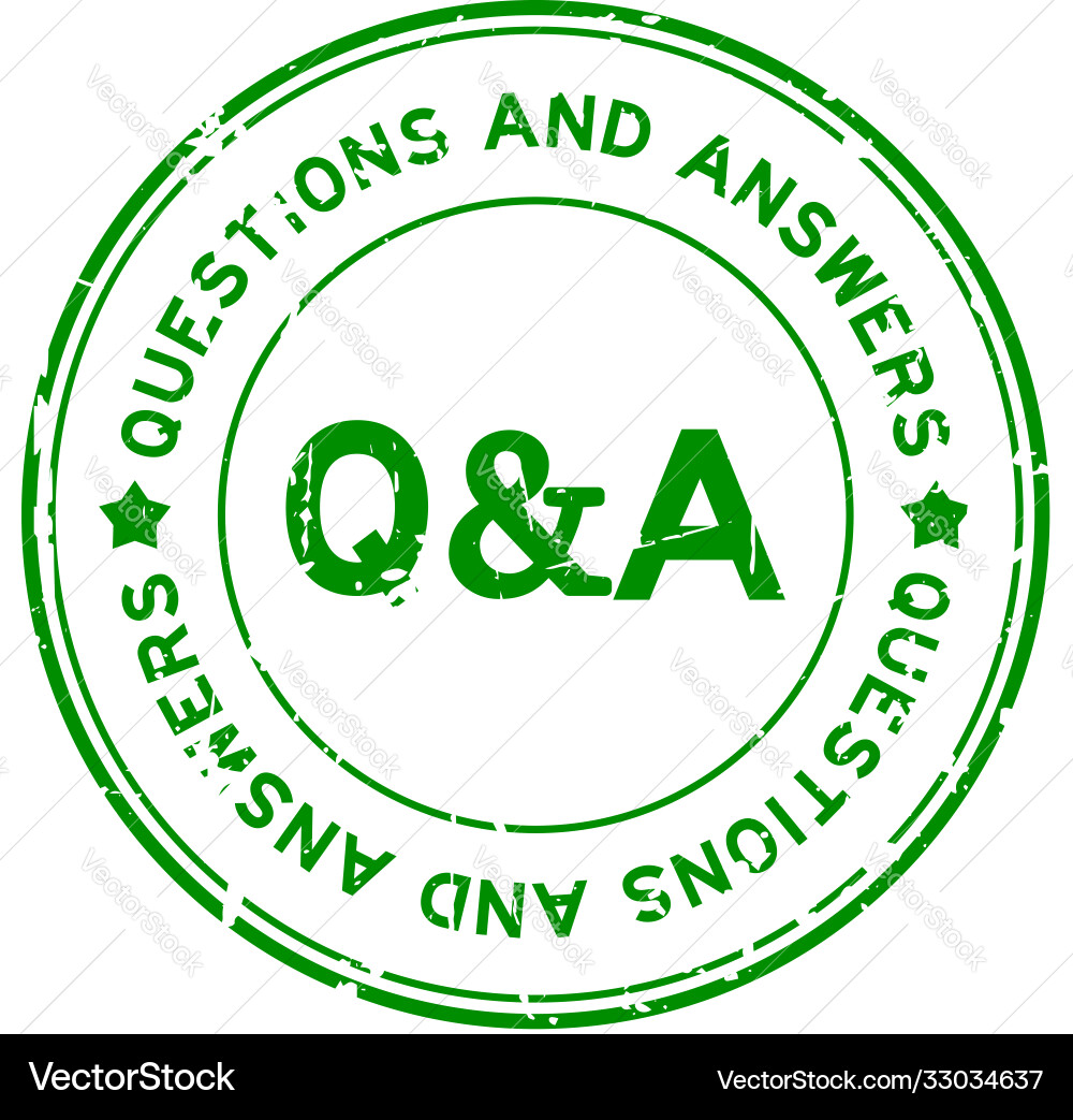 Grunge green qa questions and answers rubber seal Grunge green qa questions and answers rubber seal vector image