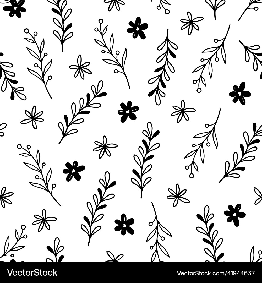 Hand drawn leaf flower seamless pattern Hand drawn leaf flower seamless pattern vector image