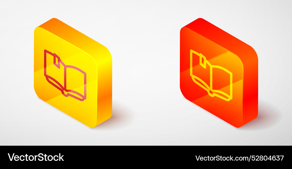 Isometric line open book icon isolated on grey Vector Image
