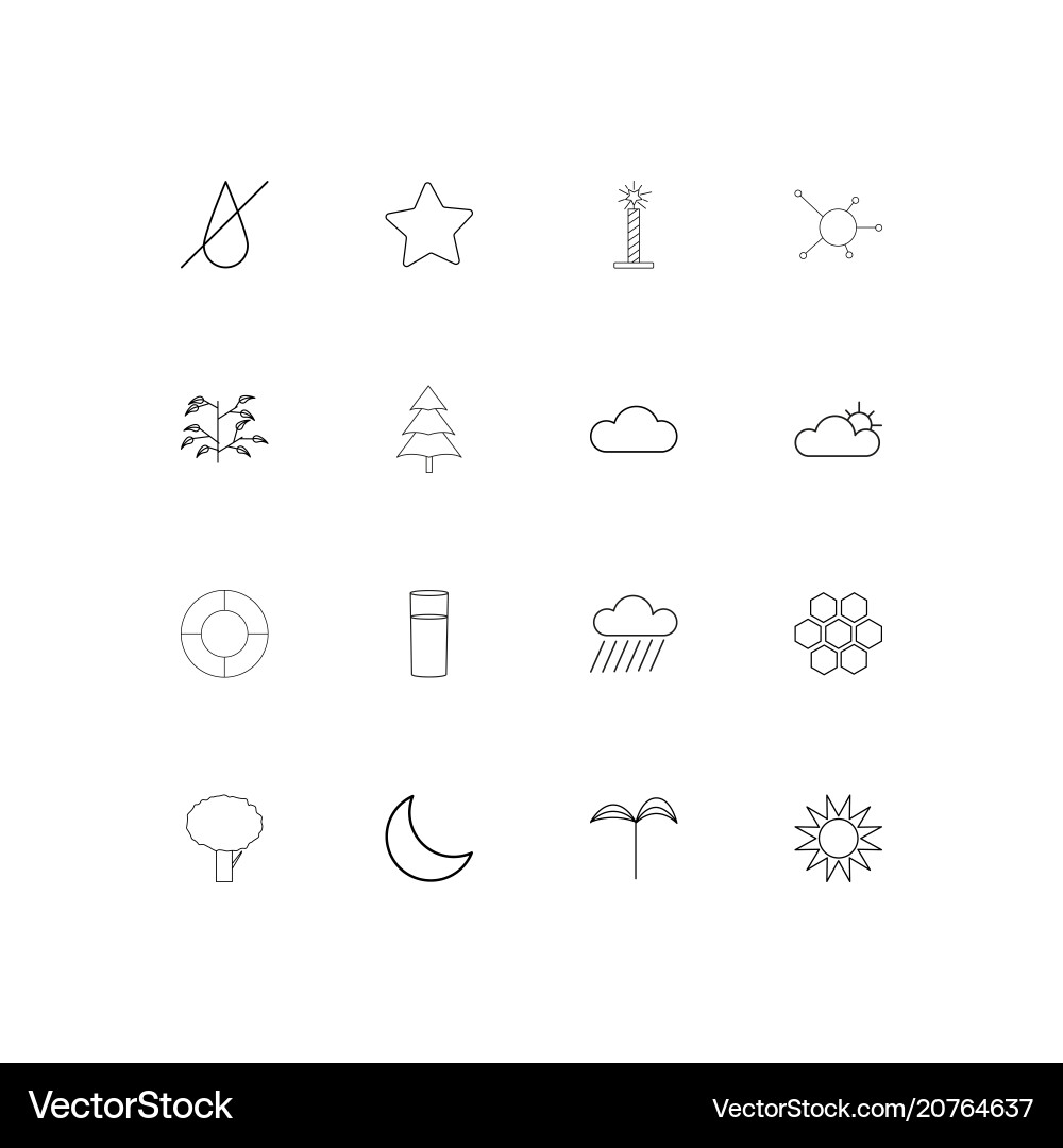 Nature linear thin icons set outlined simple vector image