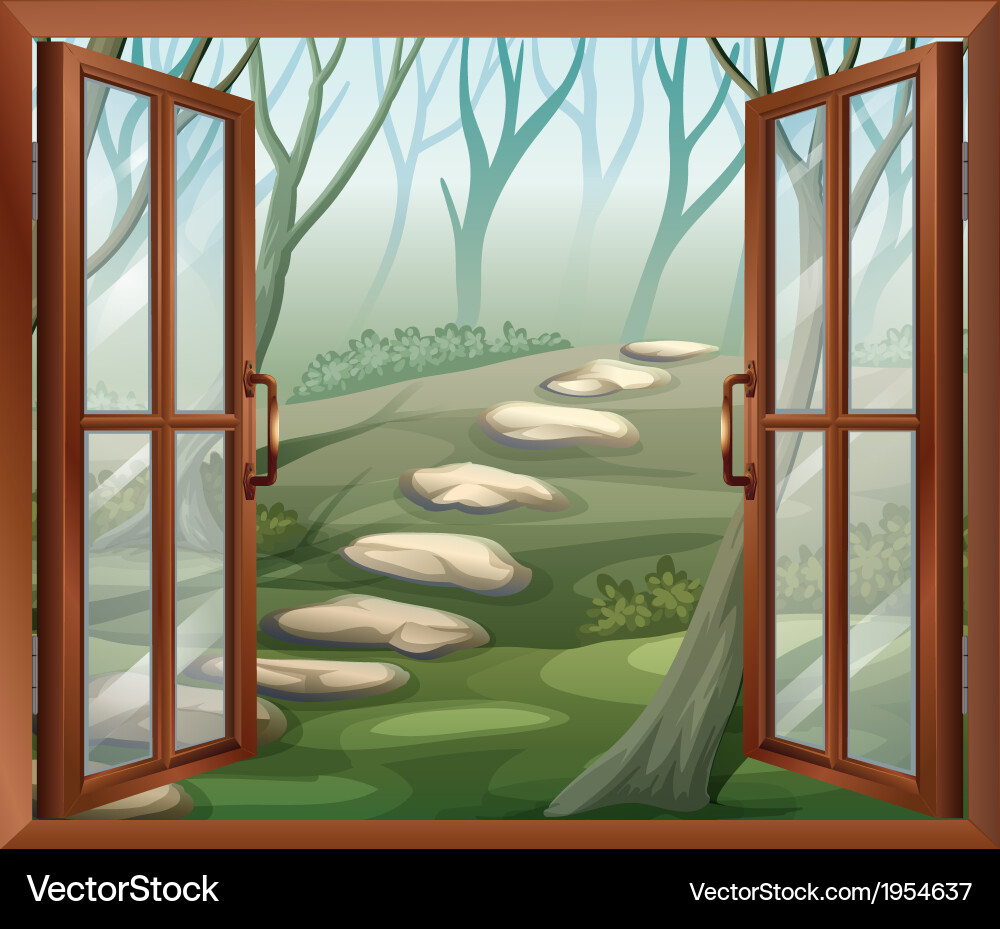 Open Window with Shutters Vector Image