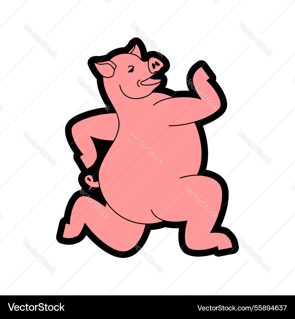 Running pig isolated swine run Running pig isolated swine run Vector Image