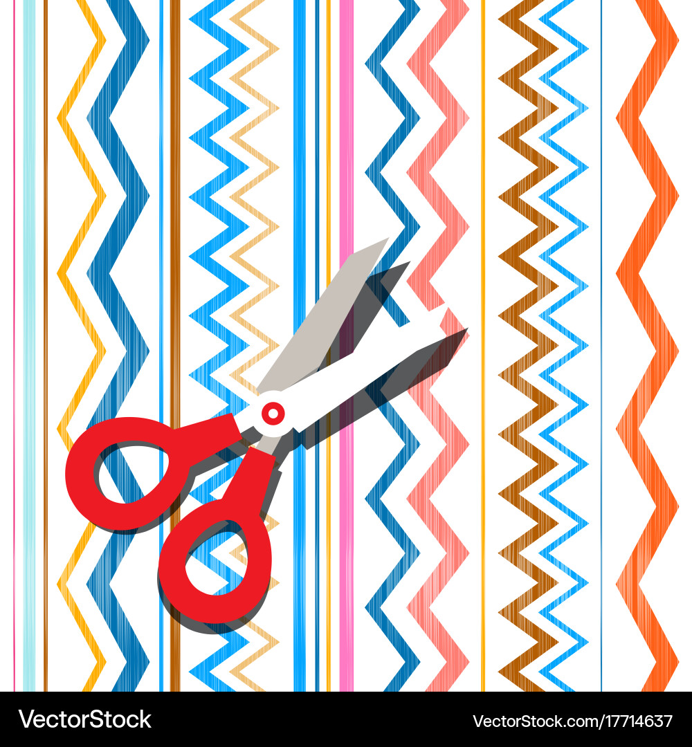 Scissors on textile background abstract oriental Vector Image