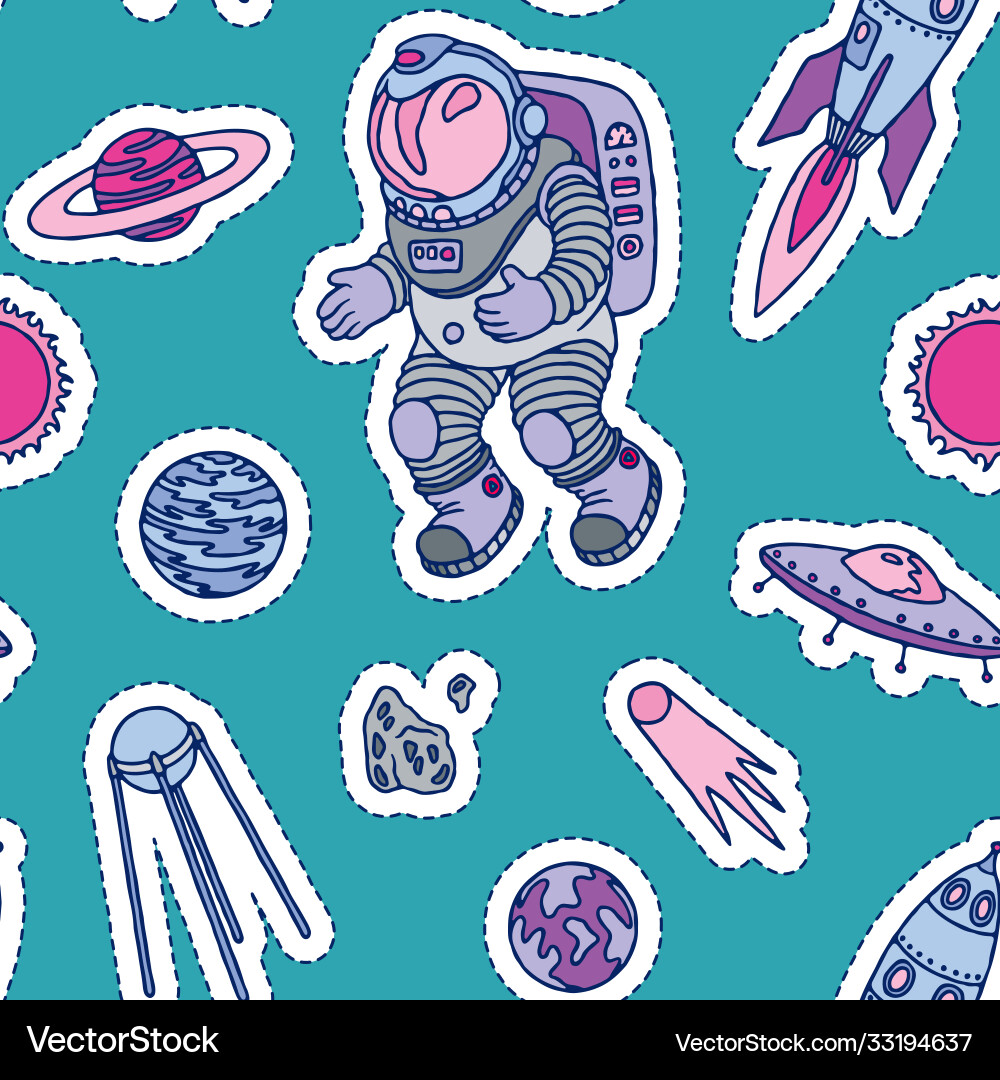 Seamless pattern set galaxy cosmic elements Seamless pattern set galaxy cosmic elements vector image