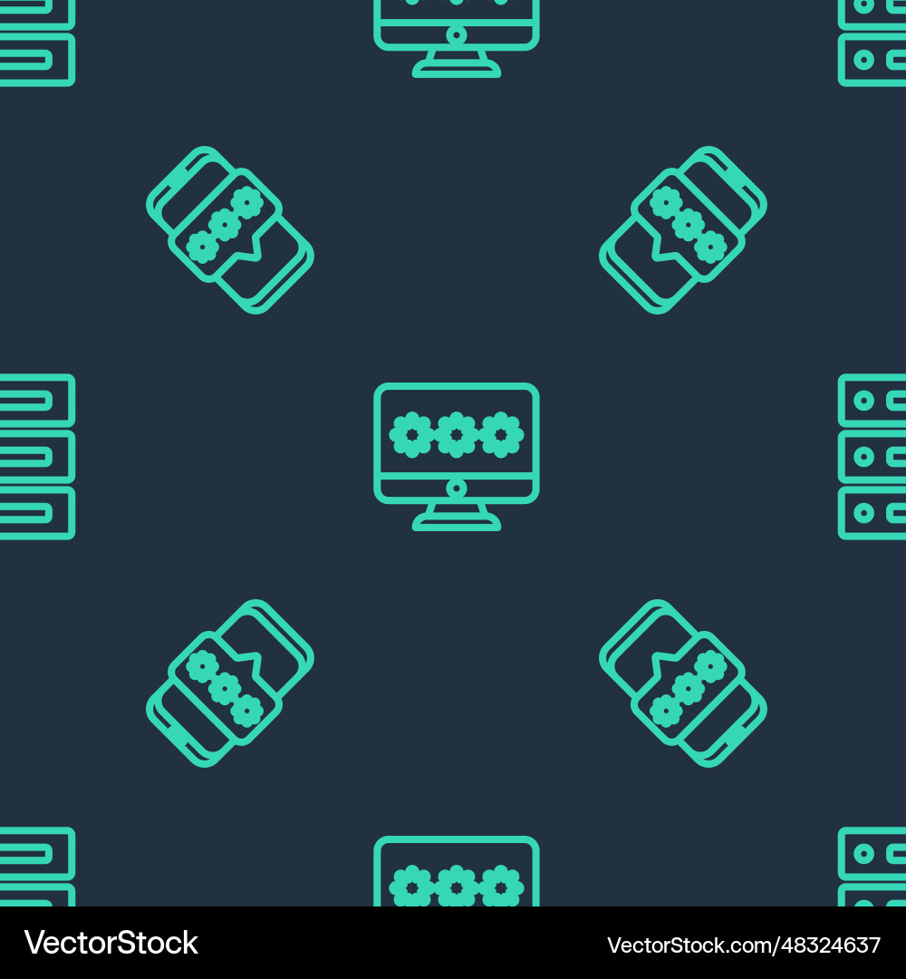Set line monitor with password mobile Vector Image