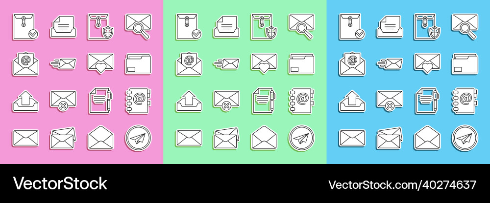 Set line paper plane address book document Set line paper plane address book document vector image