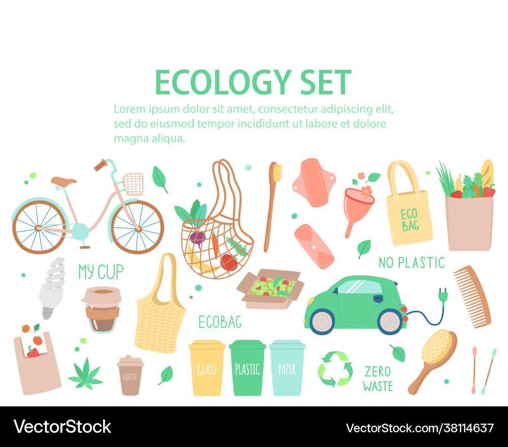 Set objects on topic ecology vector image