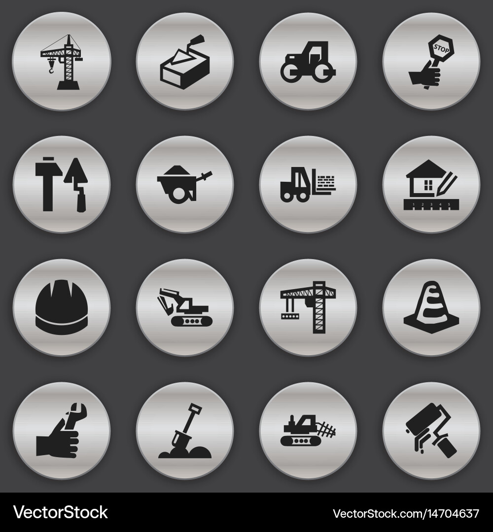 Set of 16 editable building icons includes Vector Image