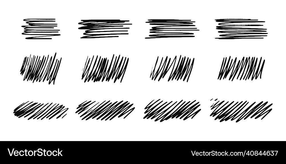 Set of drawn hatching lines diagonal vertical vector image