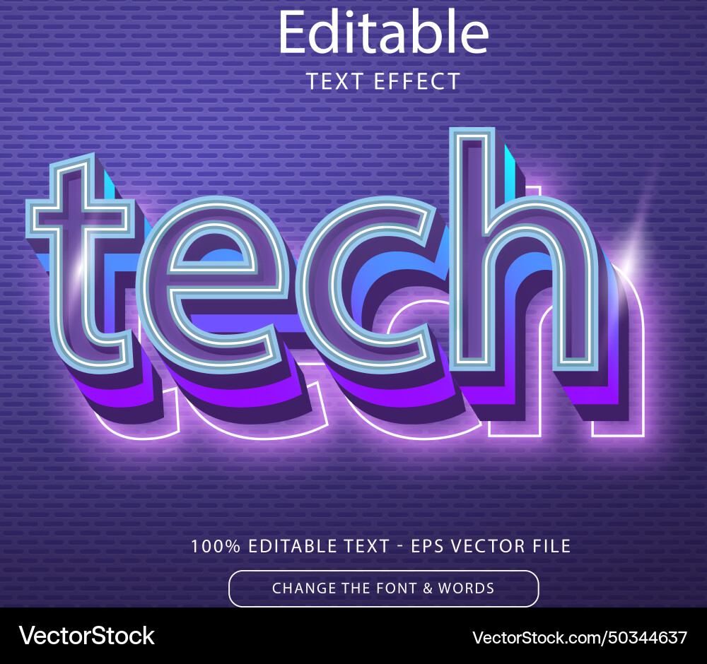 Tech editable text effect style premium Vector Image