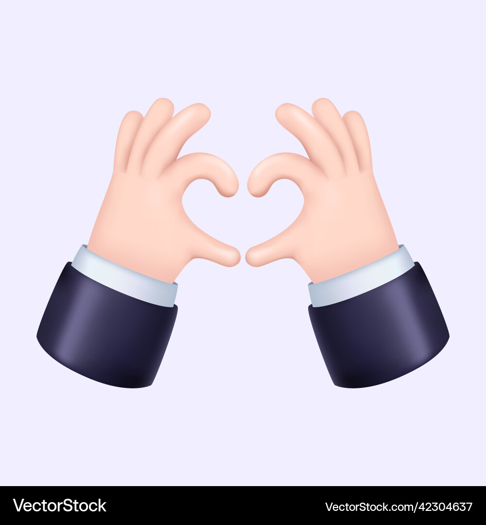 Two hands showing heart 3d design isolated Two hands showing heart 3d design isolated vector image