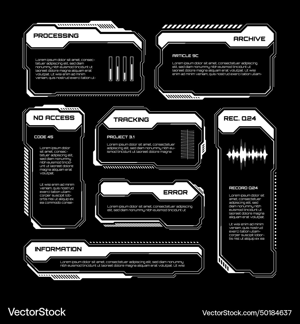 White futuristic hud ui elements sci-fi user White futuristic hud ui elements sci-fi user vector image
