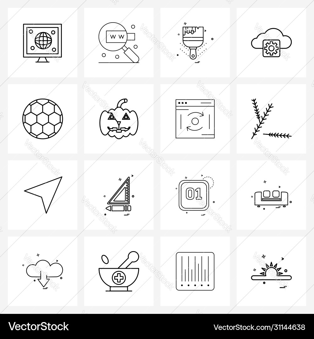 16 Line Icon Set - Pixel Perfect Symbols Vector Image