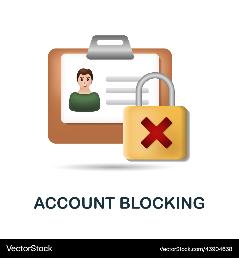 Account blocking icon 3d from banking collection vector image