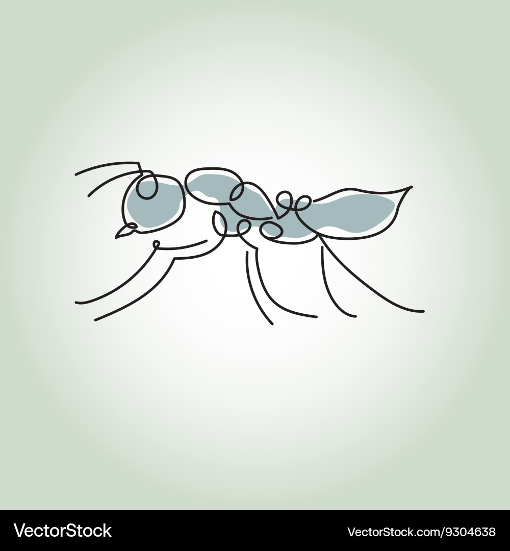 Ant in minimal line style vector image