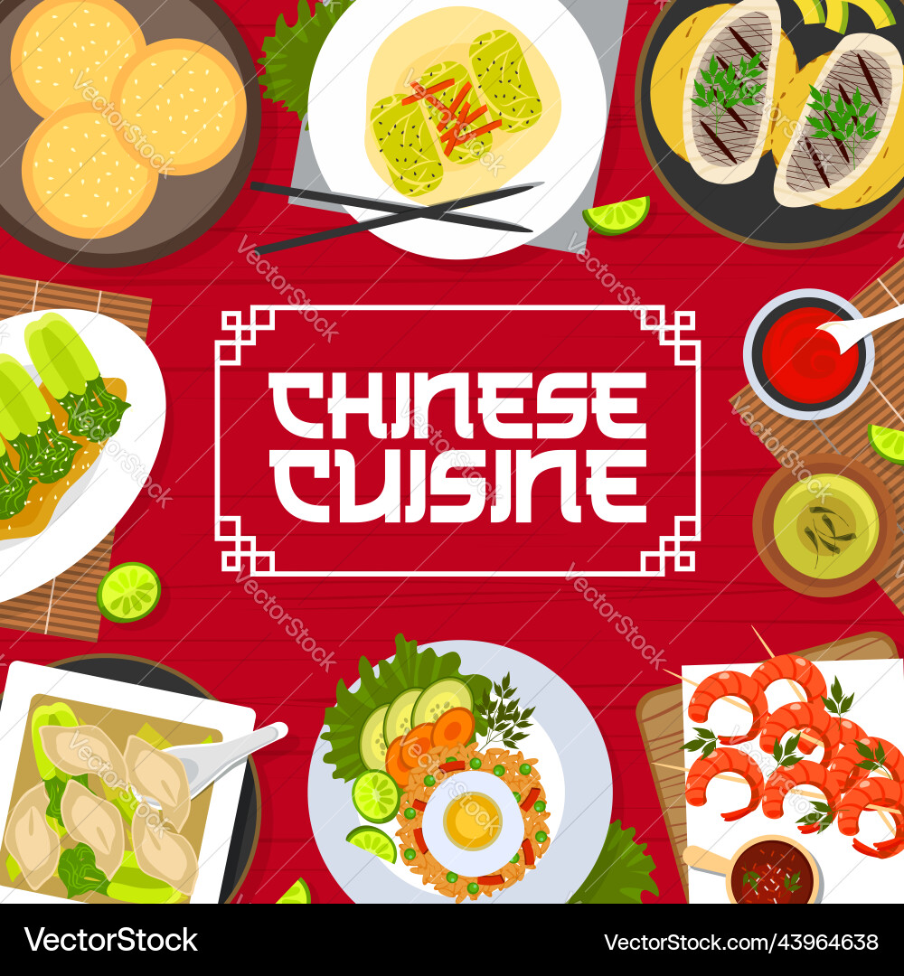 Chinese cuisine menu cover asian restaurant food Chinese cuisine menu cover asian restaurant food vector image