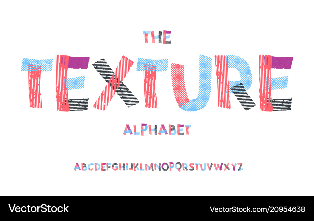 Colorful 3D Alphabet Texture Font Vector Image