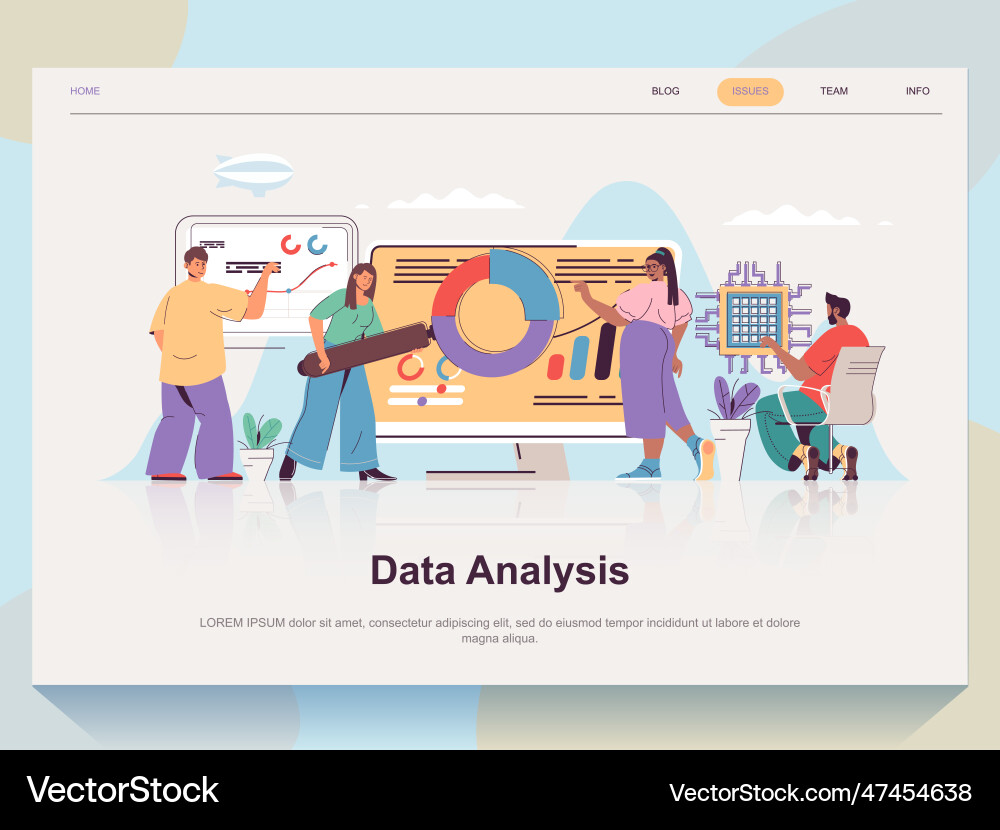Data analysis web concept for landing page in flat Data analysis web concept for landing page in flat vector image