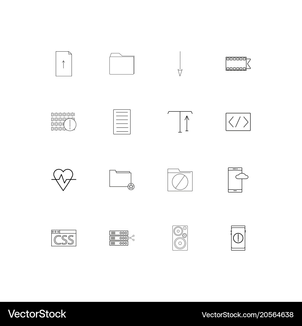 Dateien und Ordner unterschreiben einfache lineare Symbole Set vektorbild