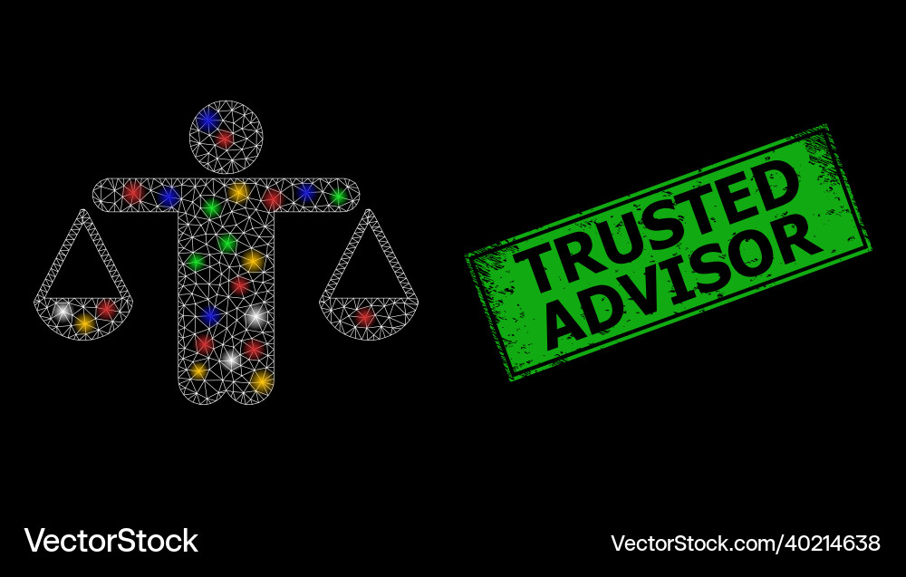 Distress trusted advisor stamp with net judge Distress trusted advisor stamp with net judge Vector Image