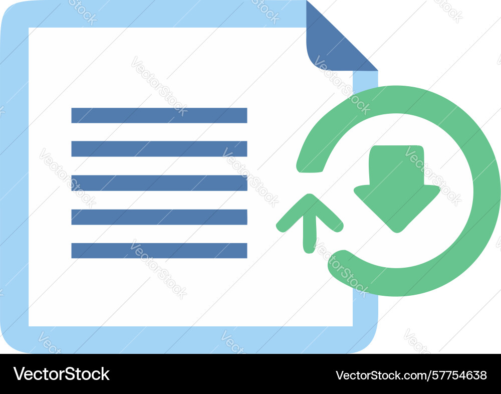 Document download icon for file retrieval and vector image