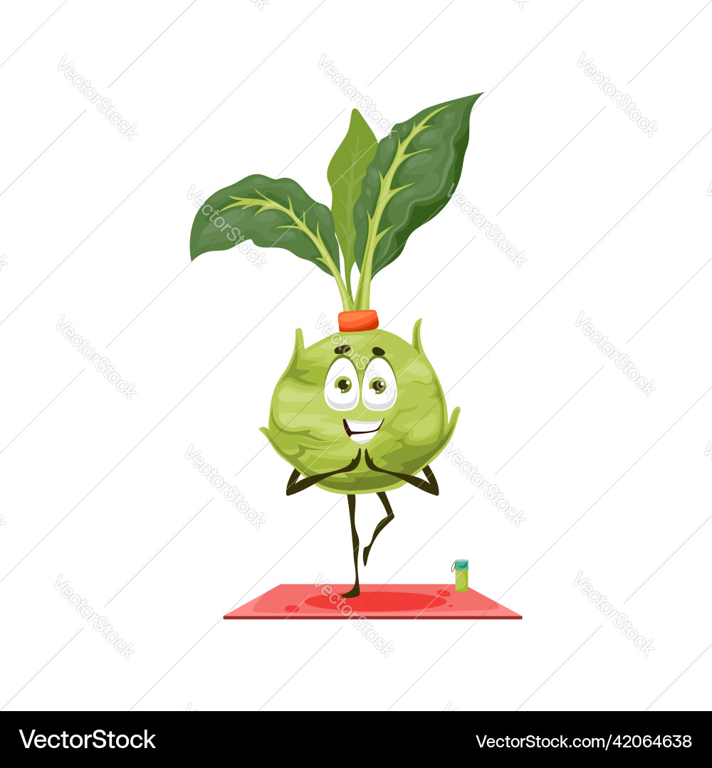 Funny cabbage turnip cartoon character on fitness Funny cabbage turnip cartoon character on fitness vector image