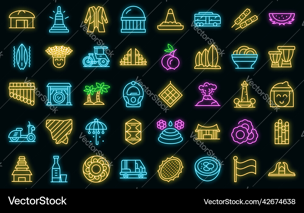 Jakarta icons set outline architecture Jakarta icons set outline architecture vector image