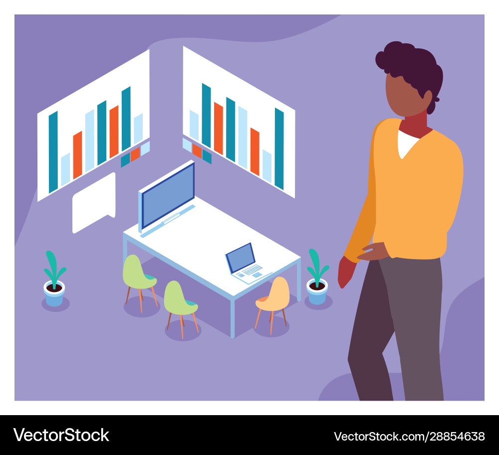 Man working on a project work office Vector Image