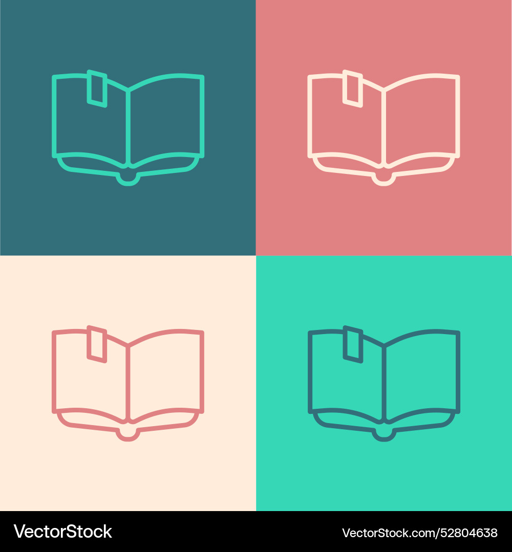 Pop art line open book icon isolated on color Pop art line open book icon isolated on color vector image