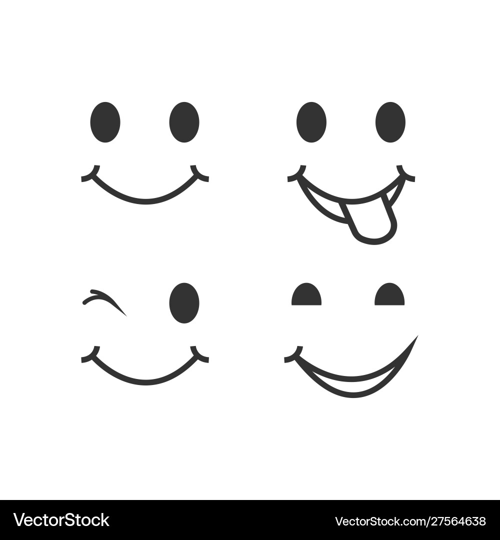 Set funny smiley faces with different – Royalty-Free Vector | VectorStock, image size:1000x1080